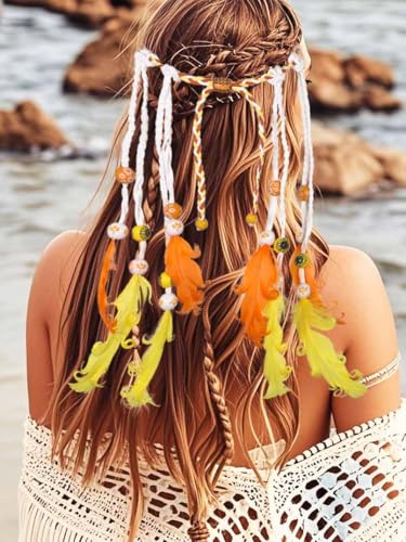 Campsis Boho Feather Headband Hippie Festival Costume Headpiece