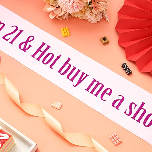 Rose Gold 21st Birthday Sash for Women - I'm 21 & Hot