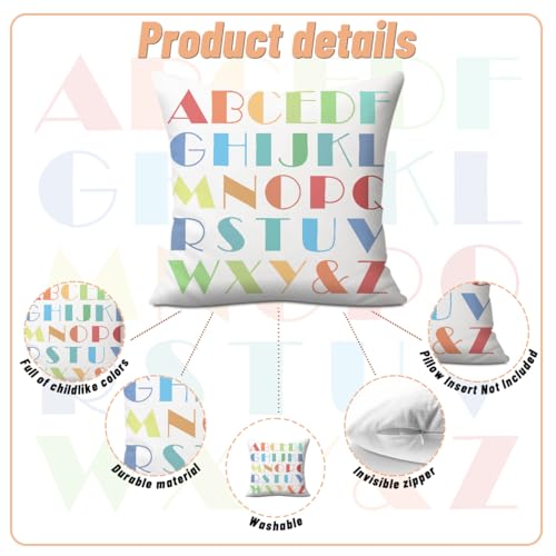 4Pcs Boho Sun Alphabet Throw Pillow Covers 18x18 - Polychromatic0405