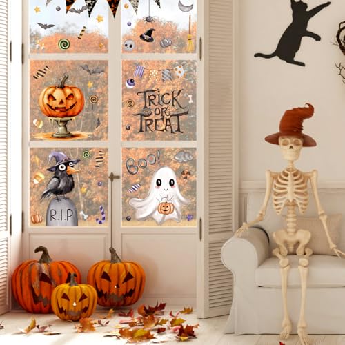 Heirloom Haven 6 Sheets Halloween Ghost Window Clings Halloween Decoration