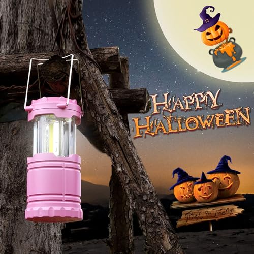2-Pack Mini LED Camping Lanterns, Portable Camping Lights, Outdoor Tent Lights, Essential Emergency Lights for Power Outages, Hiking, Survival Kit for Hurricane, Pink