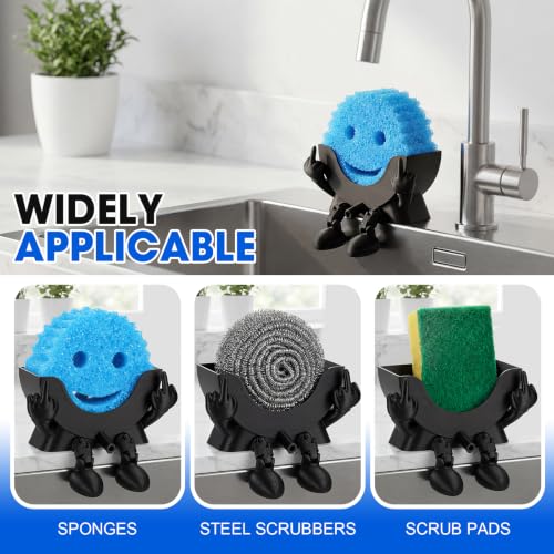 Cute Self-Draining Sponge Holder with Traceless Glue | Black