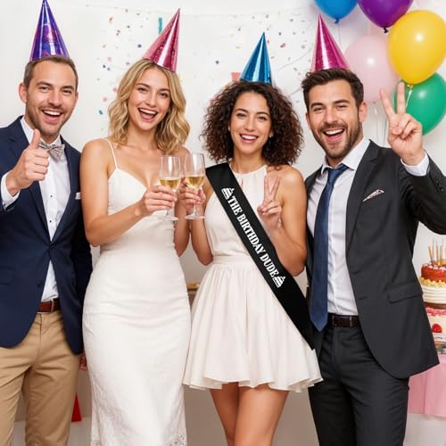 Black Satin Birthday Sash for Men - Perfect Gift & Party Accessory