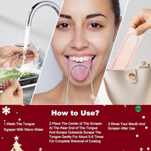 Stainless Steel Tongue Scraper 2 Pack with Travel Cases