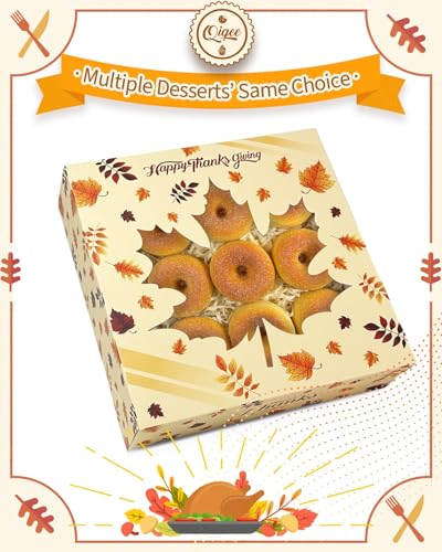 Thanksgiving Cookie Gift Boxes with Window - 10x10x2.5 Inch, 30 Pack