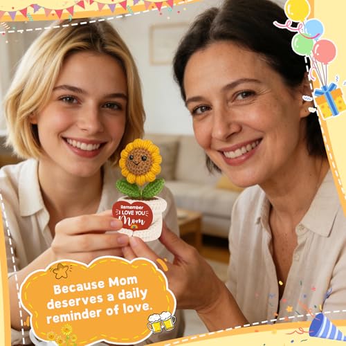 Ovrrcame MOM Remember I Love You Sunflower Crochet Gift for Mom Birthday & Mother’s Day