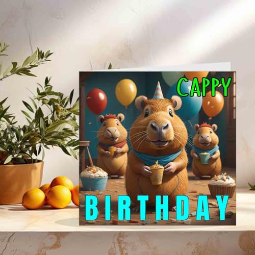 Cute Capybara Birthday Card - Cappy Birthday 145x145mm