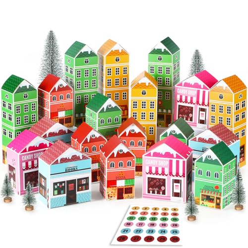 Christmas Advent Calendar Gift Boxes Set - Classic DIY Village, 30 Pieces