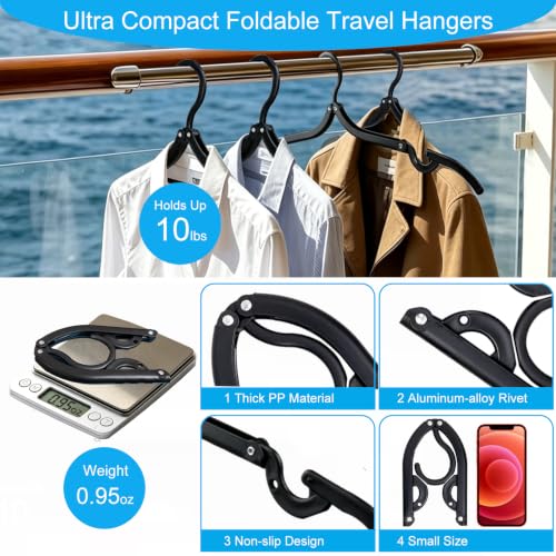 12PCS Portable Foldable Travel Hangers - Lightweight & Compact for Cruise