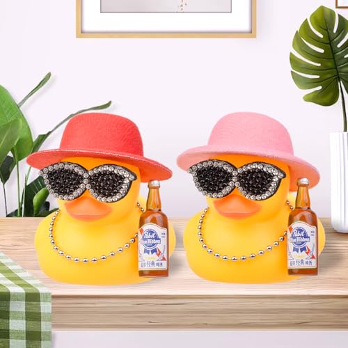 MuMyer Rubber Duck Car Ornament with Hat Sunglasses and Necklace 2.7in