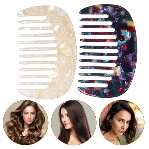 Acetate Mini Wide Tooth Hair Comb 2-Pack Anti-Static Pocket Travel Comb
