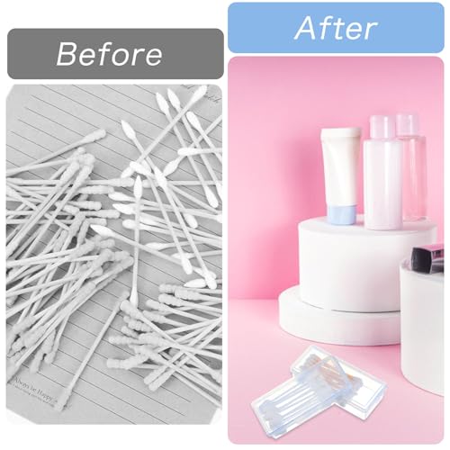 4-Pack Portable Cotton Swab Holders - Clear Travel Cases