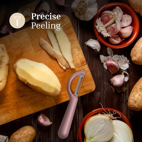 JS Gourmet Swivel Vegetable Peeler with Potato Eyer - Pastel Pink