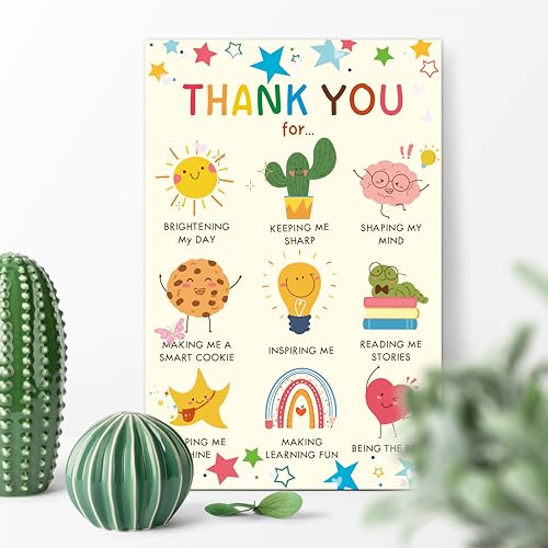 Cute Teacher Appreciation Thank You Card - End of Year Gift from Kids or Parents - Heartfelt Gratitude Card for Preschool & Daycare Teachers - Cheeklee