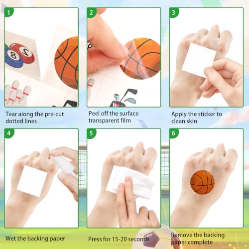Ceiba Tree 100 Pcs Sports Temporary Tattoos Basketball Soccer Baseball