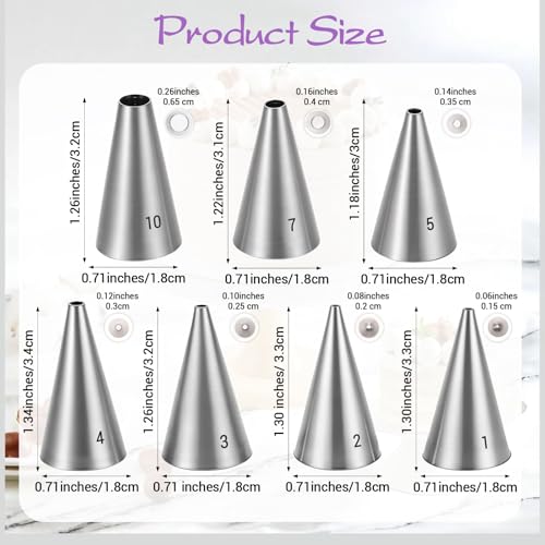 Xinjoduz 7-Piece Stainless Steel Cake Decorating Piping Tips Set
