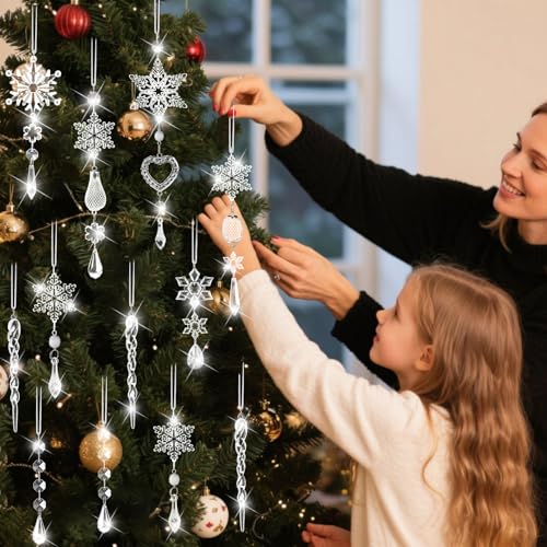 Transparent Christmas Tree Ornaments - 21Pcs Hanging Decorations