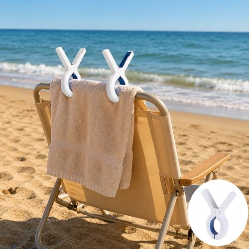 QmutGUiL Beach Towel Clips for Chairs - 10 Pack, White Heavy-Duty Clips