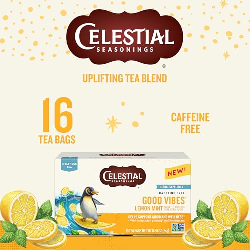 Celestial Seasonings Good Vibes Lemon Mint Herbal Tea - 16 Bags