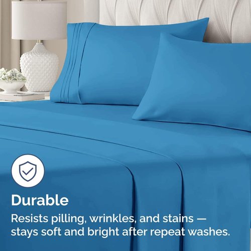 King Standard Pillow Cases - Soft Hotel Quality Covers for Comfy Bedding | Set of 4 Denim Blue