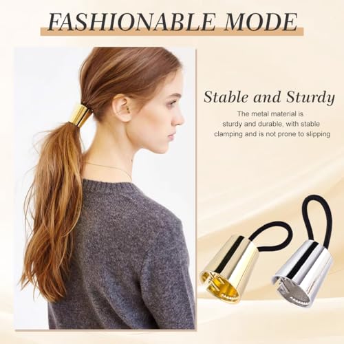 Gothic Punk Metal Circle Hair Cuff Ponytail Holder Hair Ties 2-Pack