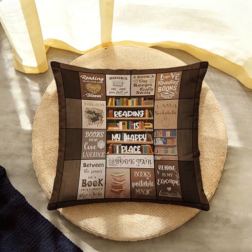 18x18 Reading Pillow Cover for Book Lovers - Cozy Decorative Accent