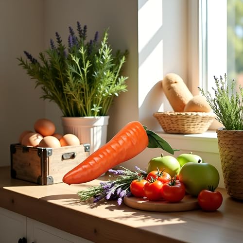 Realistic Orange Plastic Carrot - Reusable Home Decor (5.9in)
