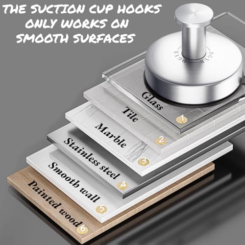 DGYB 2 Pack Brushed Nickel Suction Cup Hooks for Bathroom - Removable Wall Mount Towel & Robe Hooks