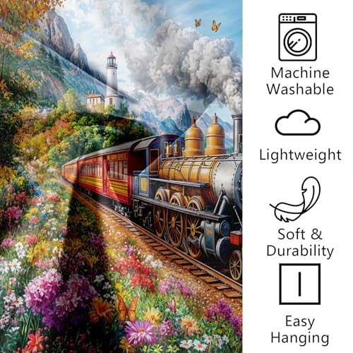 DYNH Steam Train Tapestry Wall Hanging - Seaside Fantasy 50x60"