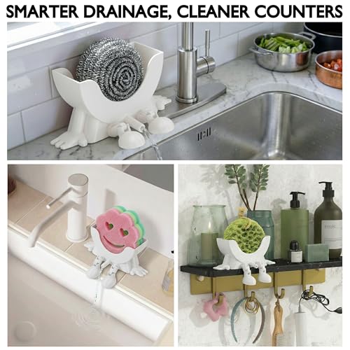 AUREHEN Cute Hanging Sponge Holder with Drainage & Legs