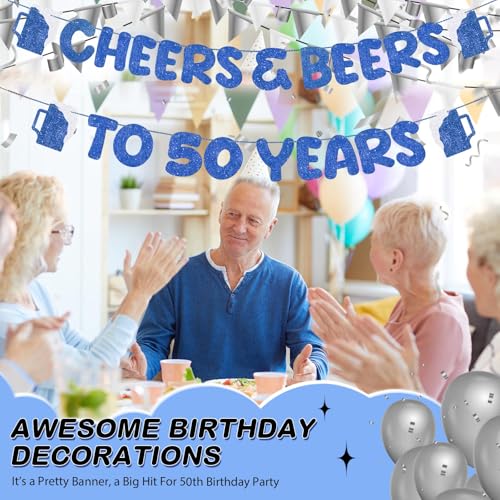 Cheers & Beers to 50 Years Banner - 50th Birthday Party Decor