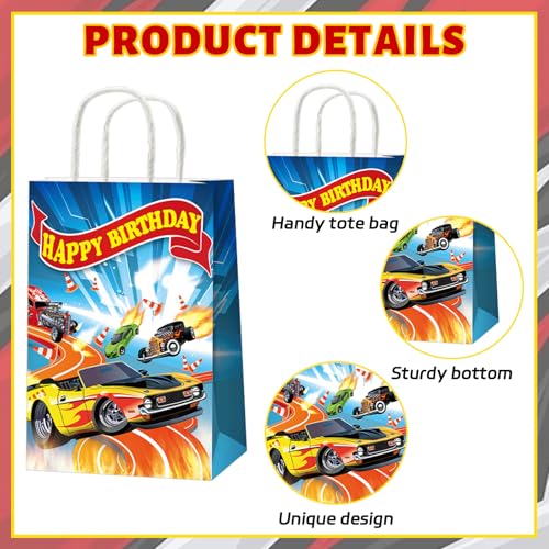 Party Greeting 12PCS Race Car Party Favor Bags - Hot Car Birthday Goodie Bags