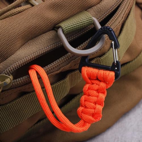 3 Pack Paracord Keychain Lanyard Triangle Buckle Lock Clip Hook Strap Clasp Parachute Rope Hanging Carabiner for Outdoor Survival Tactical Camping Backpack Fishing
