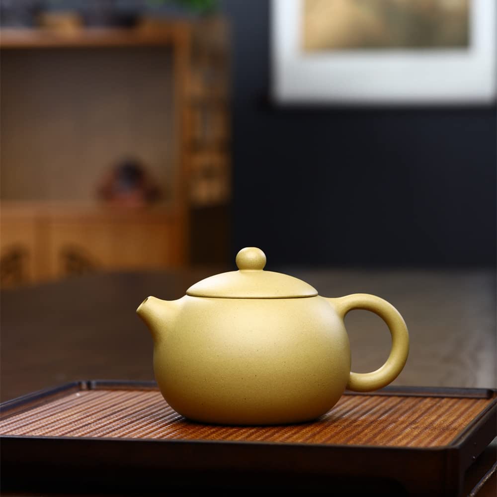 Xishi Teapot 15oz Chinese Zisha Clay Pot Ceramics Purple Sand Mud Kungfu Tea Set Kettle 9 Hole Filter (Yellow 450ml)