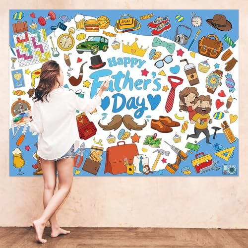 Father's Day Giant Coloring Poster & Tablecloth - 43.3 x 31.4 Inches