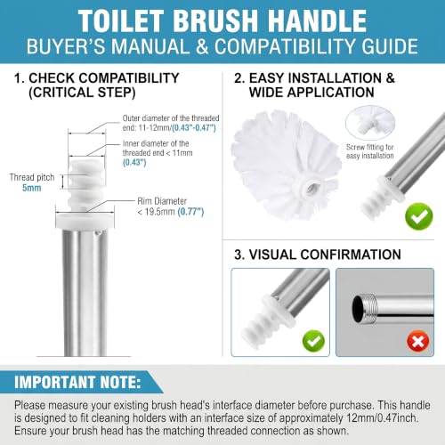 4-Pack Toilet Brush Replacement Heads - Universal Ball-Shaped