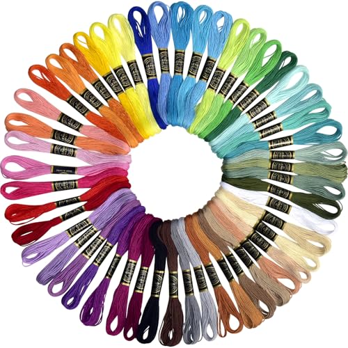 LE PAON 50 Skeins Rainbow Embroidery Floss for Crafts