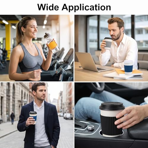 6-Pack Reusable Silicone Cup Sleeves, Heat-Resistant Tumbler Covers