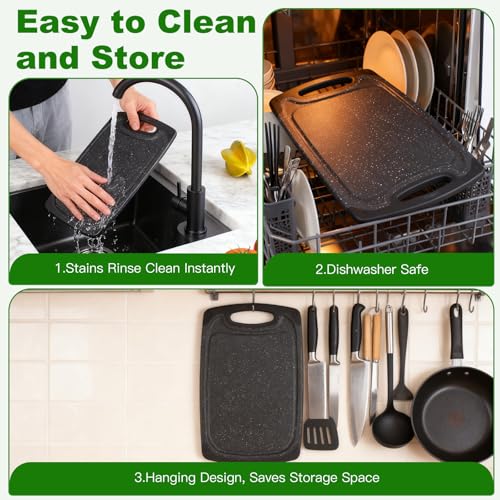 JINGLENK 12.5" x 7.7" Plastic Cutting Board, BPA-Free Non-Slip Chopping Block