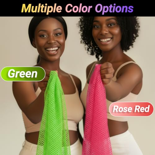 African Exfoliating Net Sponge 2-Pack - Extra Long Body Scrubber for Shower