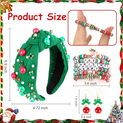 Semato 9-Piece Christmas Accessory Set with Headband, Earrings & Bracelets