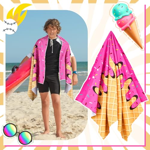 Peryiter Ice Cream Drip Beach Towel - 30 x 60 Inch Microfiber