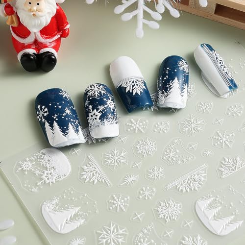 IDDFEVE Large Snowflake Nail Stickers - 4 Sheets Self-Adhesive Winter Decals