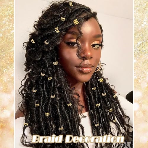 NAISKA 30Pcs Gold Hair Cuffs and Dreadlock Beads for Braids