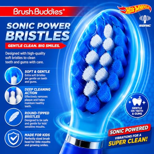 Brush Buddies Hot Wheels Battery Powered Sonic Electric Kids Toothbrush