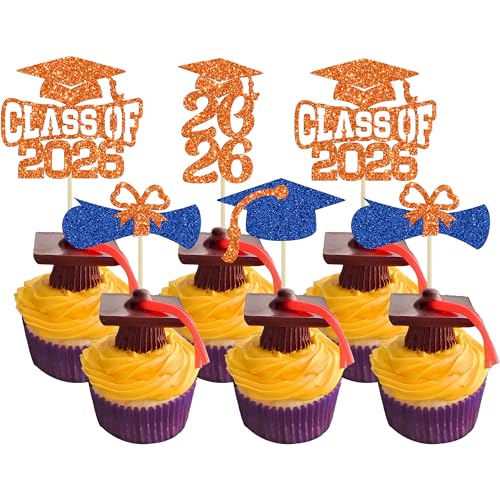 Graduation Cupcake Toppers - 36Pcs Class of 2026 Decorations