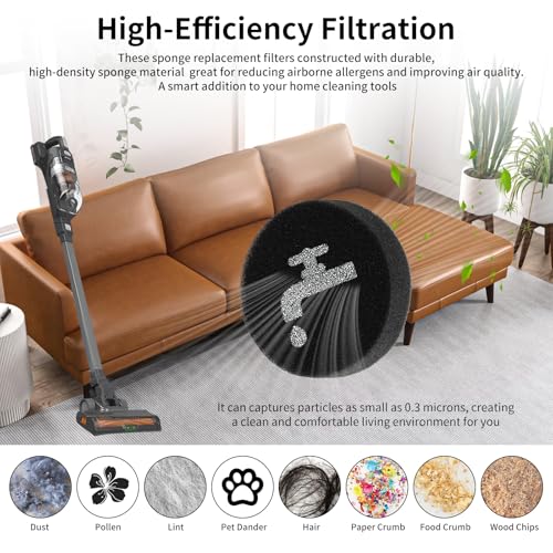 6-Pack Sponge Filters for BLACK+DECKER POWERSERIES+ Vacuums