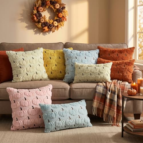 AVOIN colorlife Caramel Fall Throw Pillow Covers 18x18, Set of 2