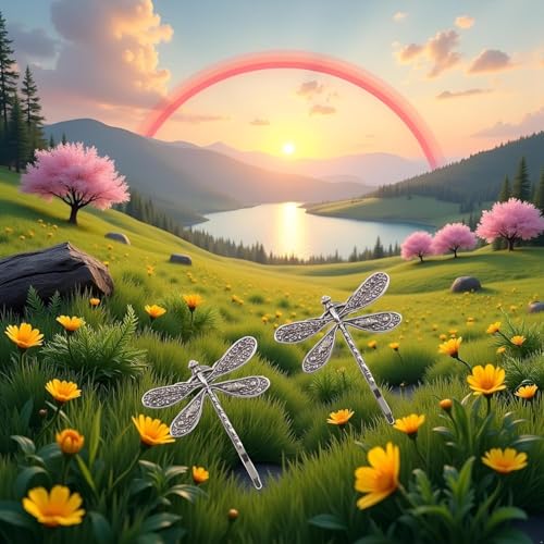 SelHeng 4Pcs Retro Silver Dragonfly Hair Clips Antique Barrette Set