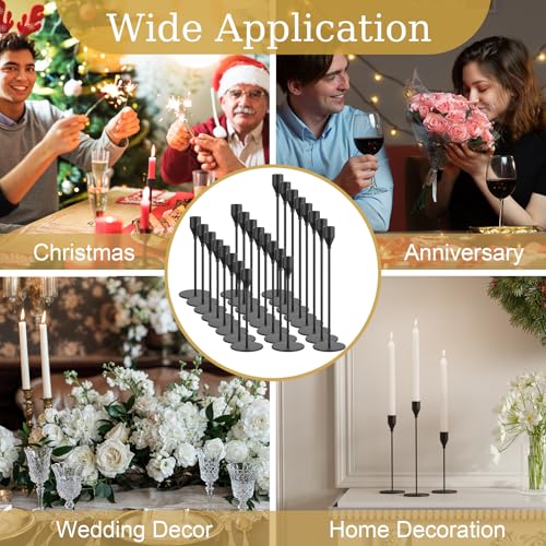 Black Taper Candle Holders Set of 54 - 8.7, 10.7 & 12.7 Inch Bulk Decor